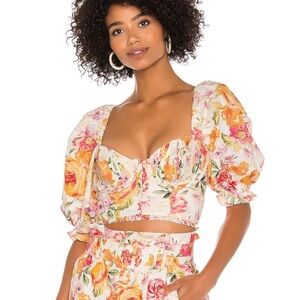 For Love and Lemons Peony Cropped Blouse